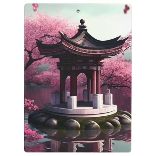 Sakura Cherry Blossom Garden Shrine Pond Japans Klembord (Achterkant)