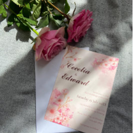 Sakura Cherry Blossom Huwelijksuitnodiging Kaart