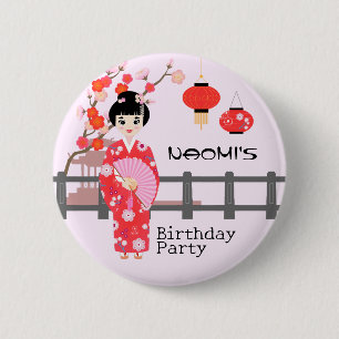 Sakura Cherry Blossom Japans Meisje Verjaardagsfee Ronde Button 5,7 Cm