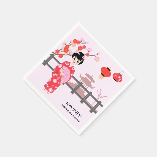 Sakura Cherry Blossom Japans Meisje Verjaardagsfee Servet (Hoek)