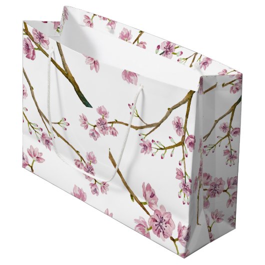 Sakura Cherry Blossom Large Gift Bag Cadeauzakje (Voorkant Gekanteld)