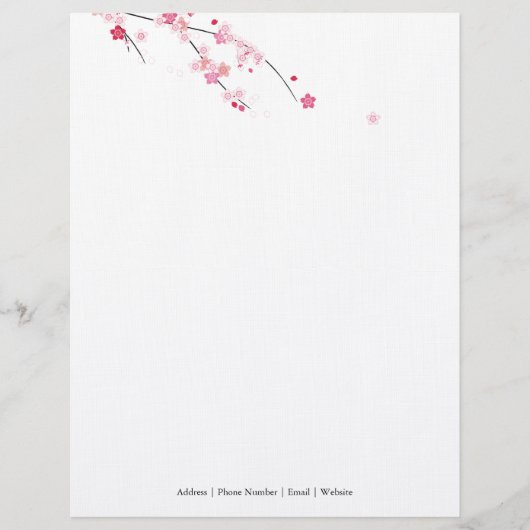 Sakura Cherry Blossom Letterhead Briefhoofd Sjabloon (Voorkant)