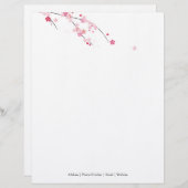 Sakura Cherry Blossom Letterhead Briefhoofd Sjabloon (Voorkant / Achterkant)