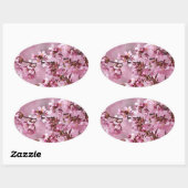 Sakura Cherry Blossom Pastel Pink Layers Ovale Sticker (Vel)