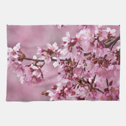 Sakura Cherry Blossom Pastel Pink Layers Theedoek (Horizontaal)