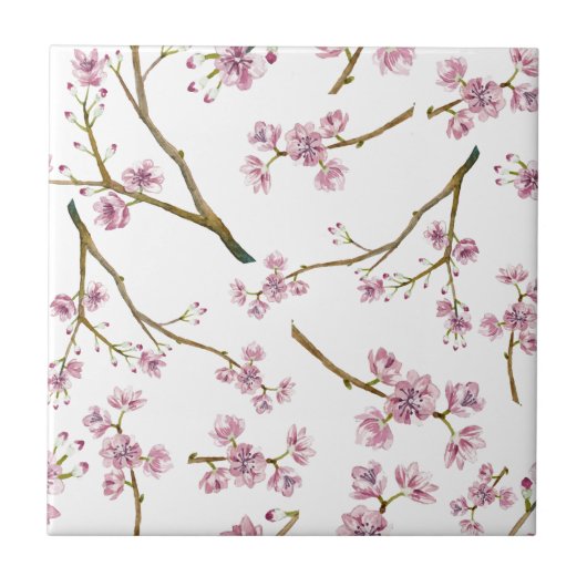 Sakura Cherry Blossom Pattern Tegeltje (Voorkant)