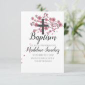 Sakura Cherry Blossom Pink Baptism Christening Kaart (Staand voorkant)