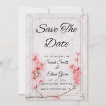 Sakura Cherry Blossom Pink Flor Save The Date Kaar