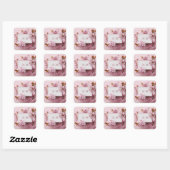 Sakura Cherry Blossom Pink Wedding Vierkante Sticker (Vel)