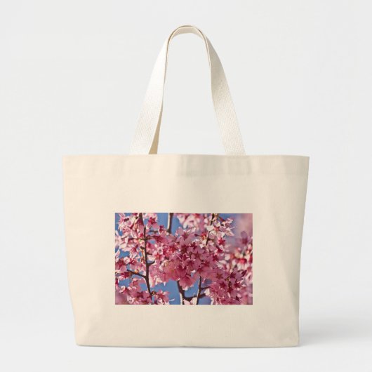 Sakura Cherry Blossom Red Stars Grote Tote Bag (Voorkant)