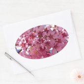 Sakura Cherry Blossom Red Stars Ovale Sticker (Envelop)