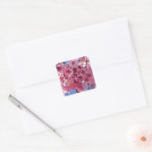 Sakura Cherry Blossom Red Stars Vierkante Sticker (Envelop)