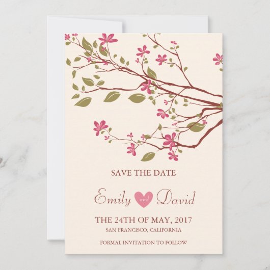 Sakura/Cherry Blossom Save the Date (Voorkant)