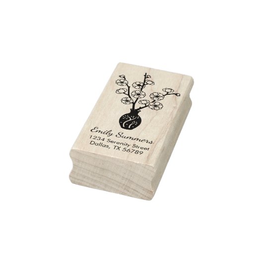 Sakura Cherry Blossom Vase Adres Rubberstempel (Stempel)