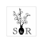 Sakura Cherry Blossom Vase Wedding Monogram Rubberstempel (Afrduk)