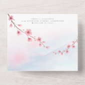 Sakura Cherry Blossom Waterverf Script Bruiloft All In One Uitnodiging (Achterkant)