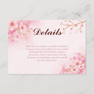 Sakura Cherry Blossom Wedding Enclosure Kaart