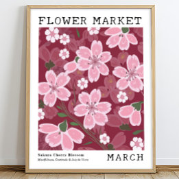 Sakura Cherry Blossoms maart Geboorte Bloem Markt Poster