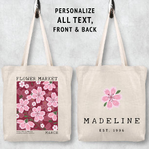 Sakura Cherry Blossoms maart Geboorte Bloem Markt Tote Bag