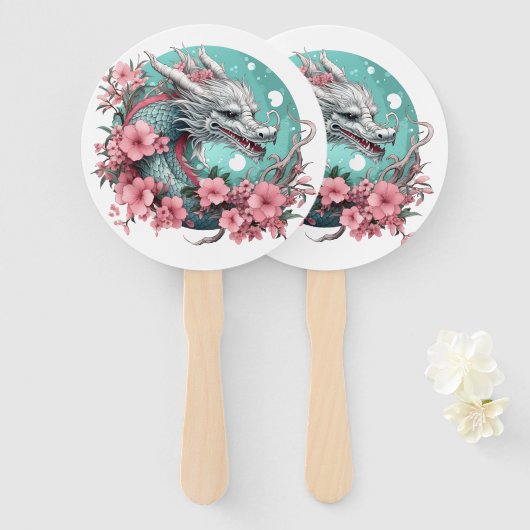 Sakura Dragon Handwaaier (Voorkant en achterkant)