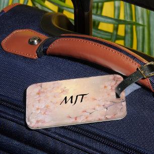 Sakura en Gouden Licht Kersenbloesem Monogram Bagagelabel