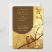 Sakura en Tortelduifjes op GOUDEN Bruiloft Kaart (Voorkant)