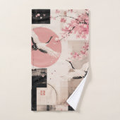 Sakura et grues avant-garde en harmonie (Serviette à main)