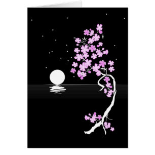 Sakura fleurit sous une Pleine lune