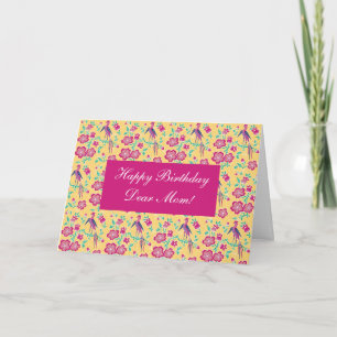 Sakura Floral Batik Happy Birthday Mam Card Kaart