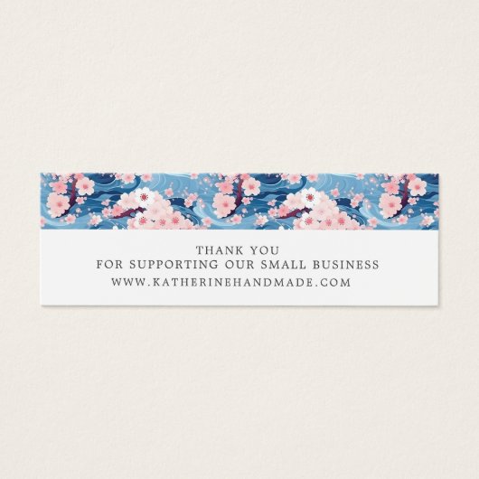 Sakura Floral Navy Small Business Dank u kaart (Voorkant)