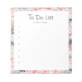 Sakura Floral Navy Waves To-Do lijst Notitieblok (Voorkant)
