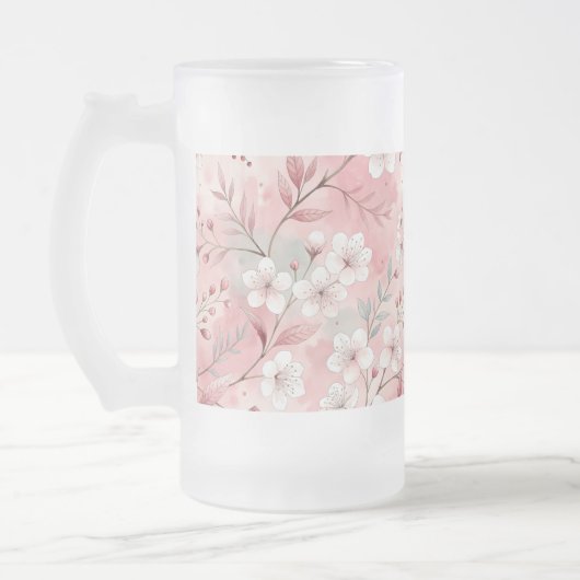 Sakura Flower Pattern Pink Matglas Bierpul (Links)