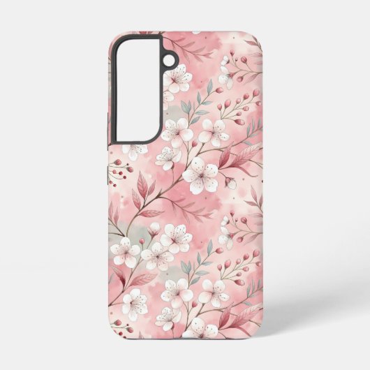 Sakura Flower Pattern Pink Samsung Galaxy Hoesje (Achterkant)