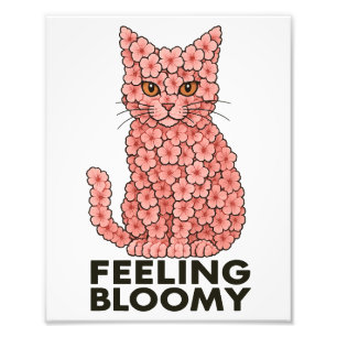 Sakura Flowers Cat Feeling Bloomy Foto Afdruk