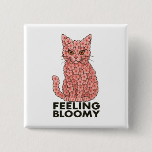 Sakura Flowers Cat Feeling Bloomy Vierkante Button 5,1 Cm