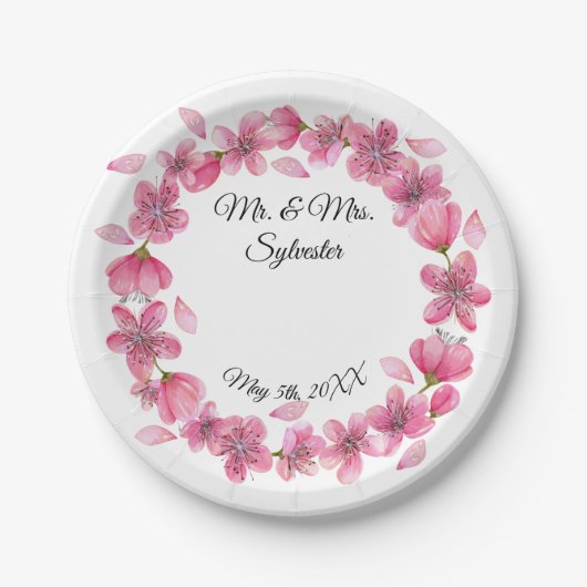 Sakura Flowers Wedding Reception Paper Bord 7" (Voorkant)