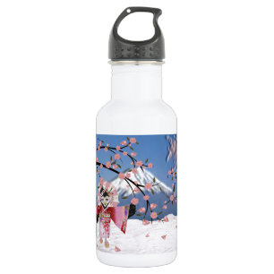 Sakura Geisha Vogel in de Sneeuw Kersenbloesem Waterfles