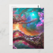 Sakura in Fantasy Landschap Briefkaart (Voorkant / Achterkant)