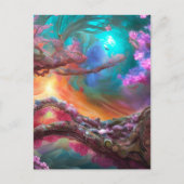 Sakura in Fantasy Landschap Briefkaart (Voorkant)