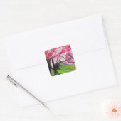 Sakura Japans Cherry Blossom art Vierkante Sticker (Envelop)