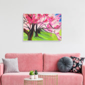 Sakura Japans Cherry Blossom waterverf art Canvas Afdruk (Insitu (Woonkamer))