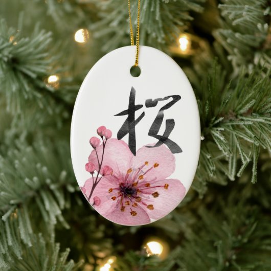 Sakura Japanse Cherry Blossom Kana Kerstmis Keramisch Ornament (Boom)