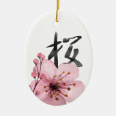 Sakura Japanse Cherry Blossom Kana Kerstmis Keramisch Ornament (Voorkant)