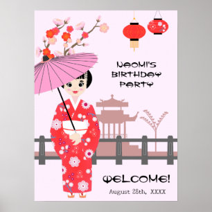 Sakura Kersenbloesem Japanse Meisje Verjaardagsfee Poster