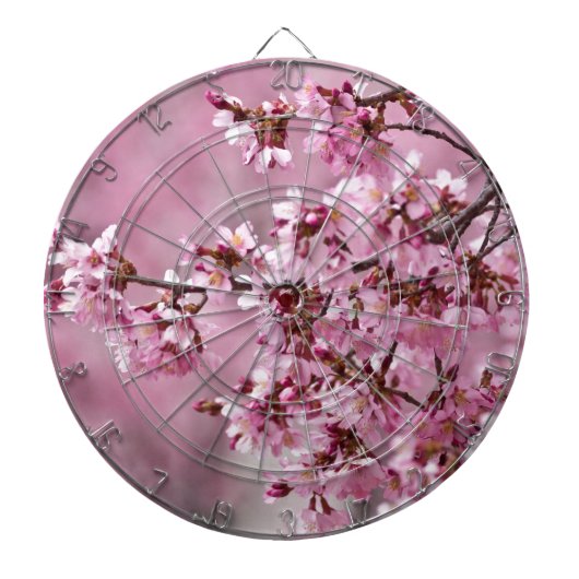 Sakura Kersenbloesem Pastel Roze Lagen Dartbord (Voorkant)