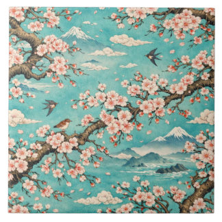 Sakura Kersenbloesem Ukiyo-e Keramiek Tegeltje