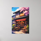 Sakura Kissa  - Cherry Blossom Café Canvas Afdruk (Voorkant)
