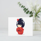 Sakura Kokeshi Doll Briefkaart (Staand voorkant)