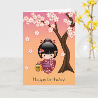 Sakura Kokeshi Doll Cute Japanese Geisha Birthday