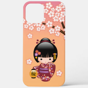 Sakura Kokeshi Doll - Geisha Girl op strand iPhone 12 Pro Max Hoesje